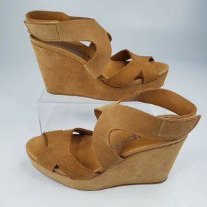PEDRO GARCIA Size 39 US 8 Suede Wedge Platform Peep Toe Heels